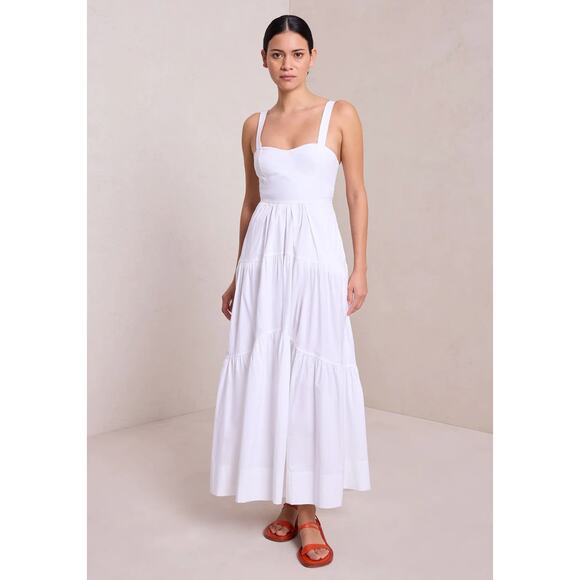 A.L.C. Lily Cotton Midi Dress White Lace Up Back Size 6 NWT - Picture 1 of 8